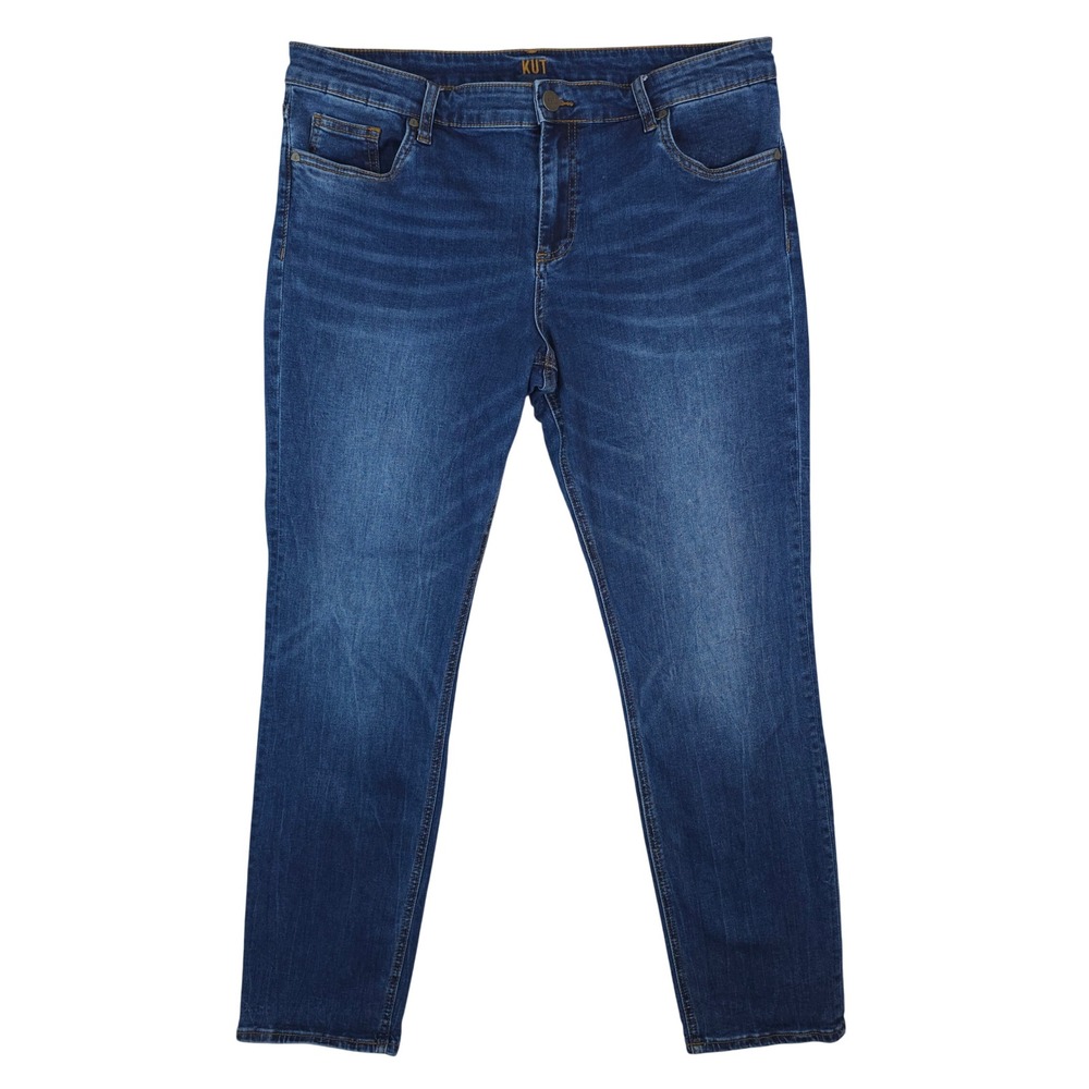 KUT from the Kloth Jeans Womens 14 Blue Slouchy Boyfriend Dark Wash‎ Whiskering